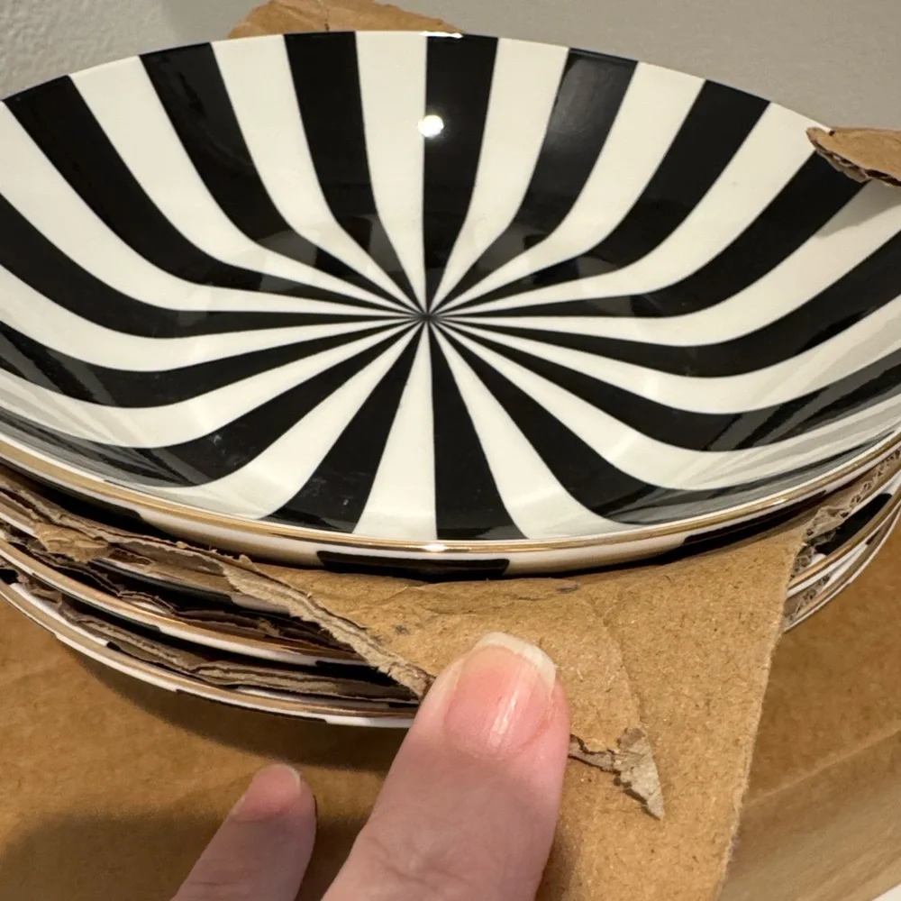 Christian Siriano Black and White Striped Bowls